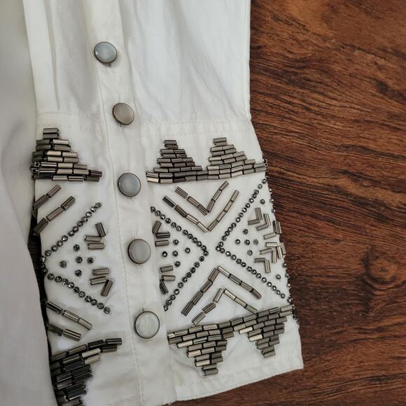 NWT We The Free Beaded Long Sleeve Button Shirt Small Country Glam Western Rodeo - Picture 9 of 13